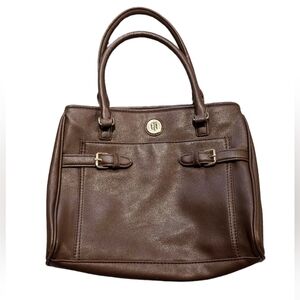 Tommy Hilfiger TH logo brown handbag purse